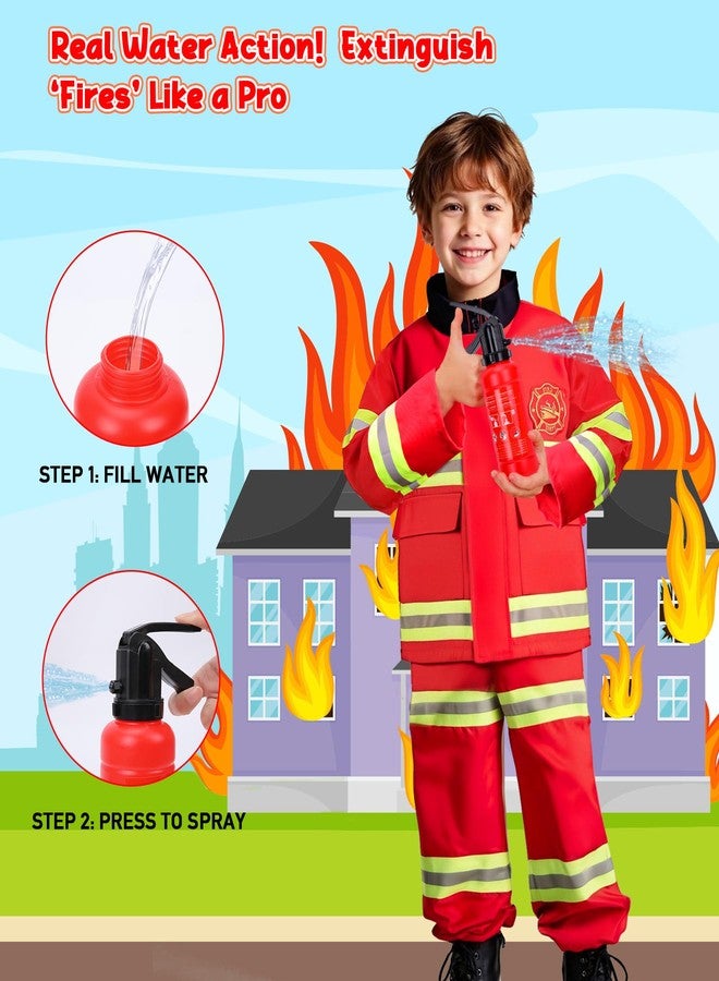 LOYO Firefighter Costume for Kids - Fireman Halloween Costumes for Toddler Boy, Dress Up Clothes for Kids 3-12 Pretend Play (Red, 5-7 Years) - Image 4