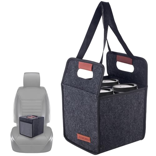 Foyego 4 Cup Drink Carrier with Handle, Reusable Insulated Drink Caddy Drink Holder for Car, Folding Portable Coffee Cup Holder Bag for Travel and Delivery - Image 1