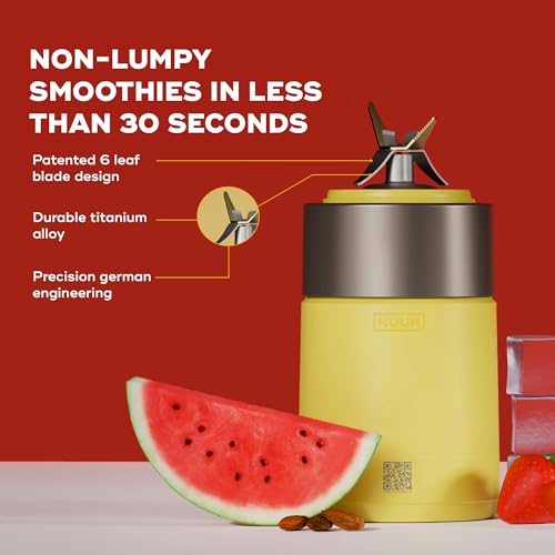 NUUK KRUSH Blender Mixer Grinder | 500W Personal Smoothie Blender with 24,500 RPM | 6-Leaf Blade | Compact Mixer Grinder for Gym, Office, Kitchen | BPA-Free 460ml Go Jar™ | Titanium Alloy Build - Image 3