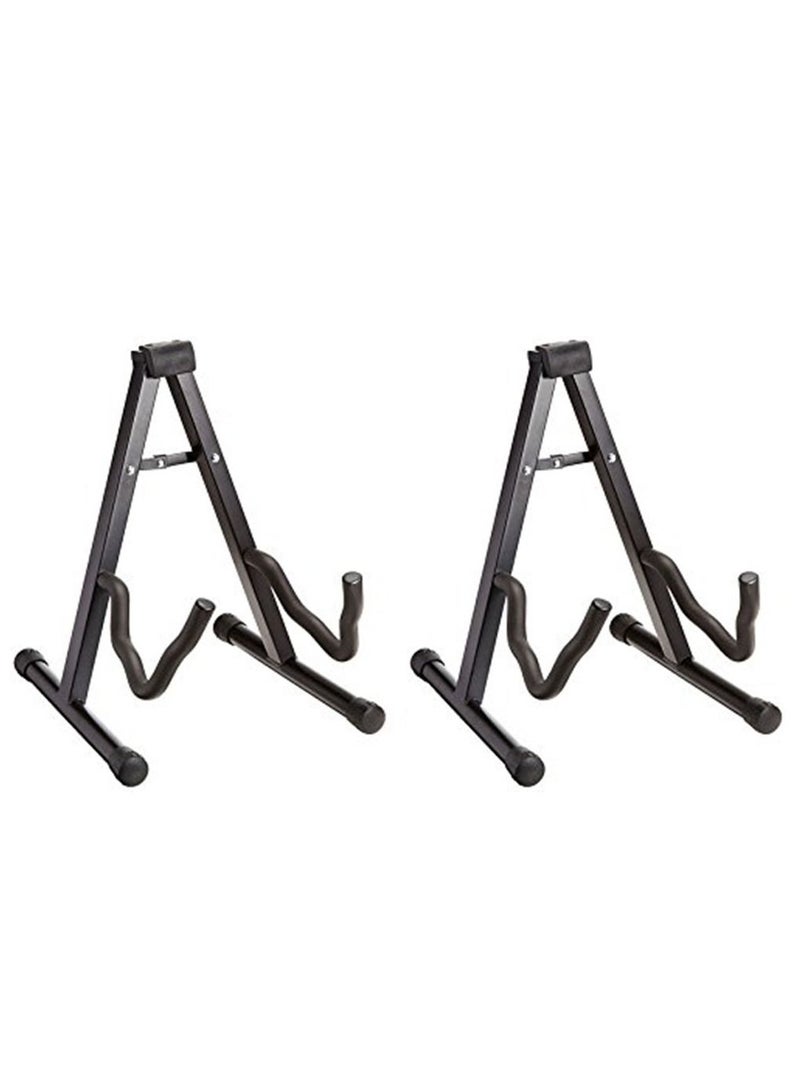 Mike Music Guitar Stand,Portable A-frame Guitar Floor Stand for Acoustic Guitar,Classic Guitar,Electric Guitars,Bass,Ukulele (2-Pack, Black)  - Image 1