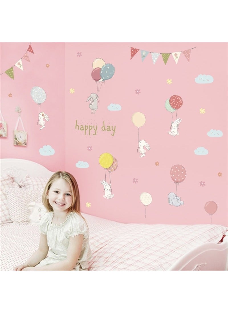 ZOOYOO Flying Balloon Cloud Rabbit Wall Sticker  - Image 2