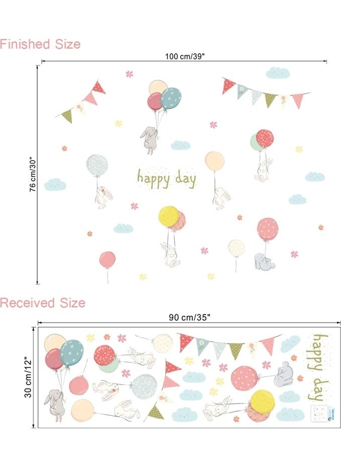 ZOOYOO Flying Balloon Cloud Rabbit Wall Sticker  - Image 3