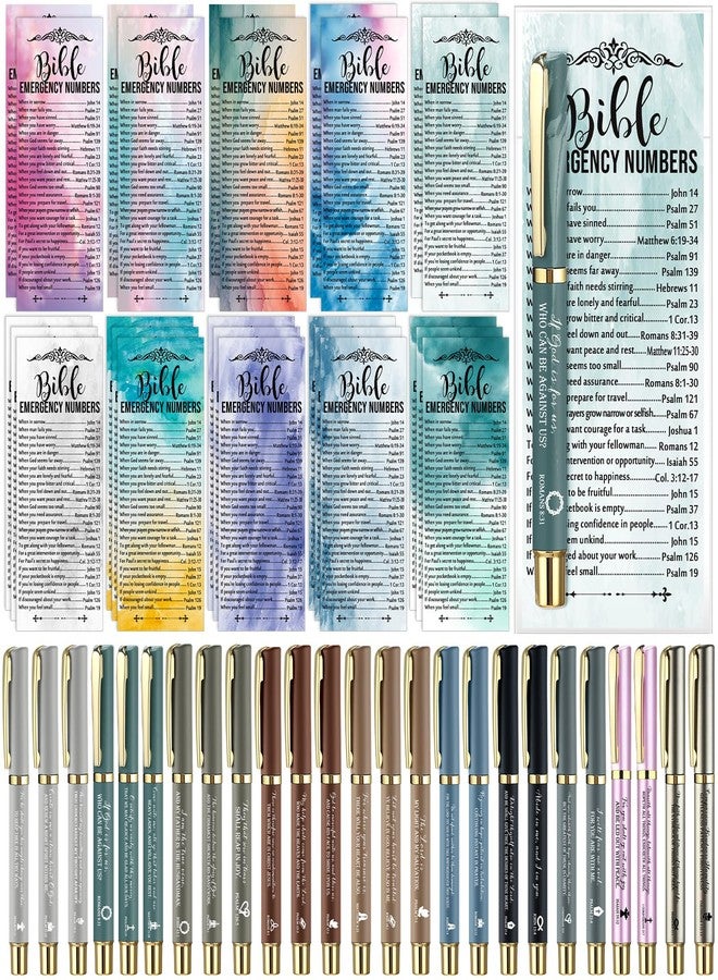Feifeiya 50 Pcs/25 Sets Christian Easter Gifts Bible Emergency Numbers Bookmarks with Pens Bulk Easter Gifts for Church Members Team Coworkers Office Sunday School Church Souvenirs - Image 1
