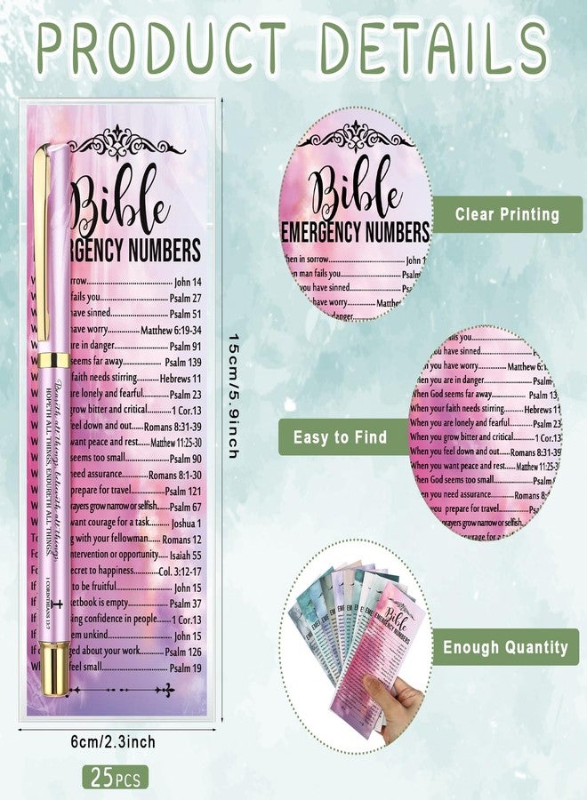 Feifeiya 50 Pcs/25 Sets Christian Easter Gifts Bible Emergency Numbers Bookmarks with Pens Bulk Easter Gifts for Church Members Team Coworkers Office Sunday School Church Souvenirs - Image 3