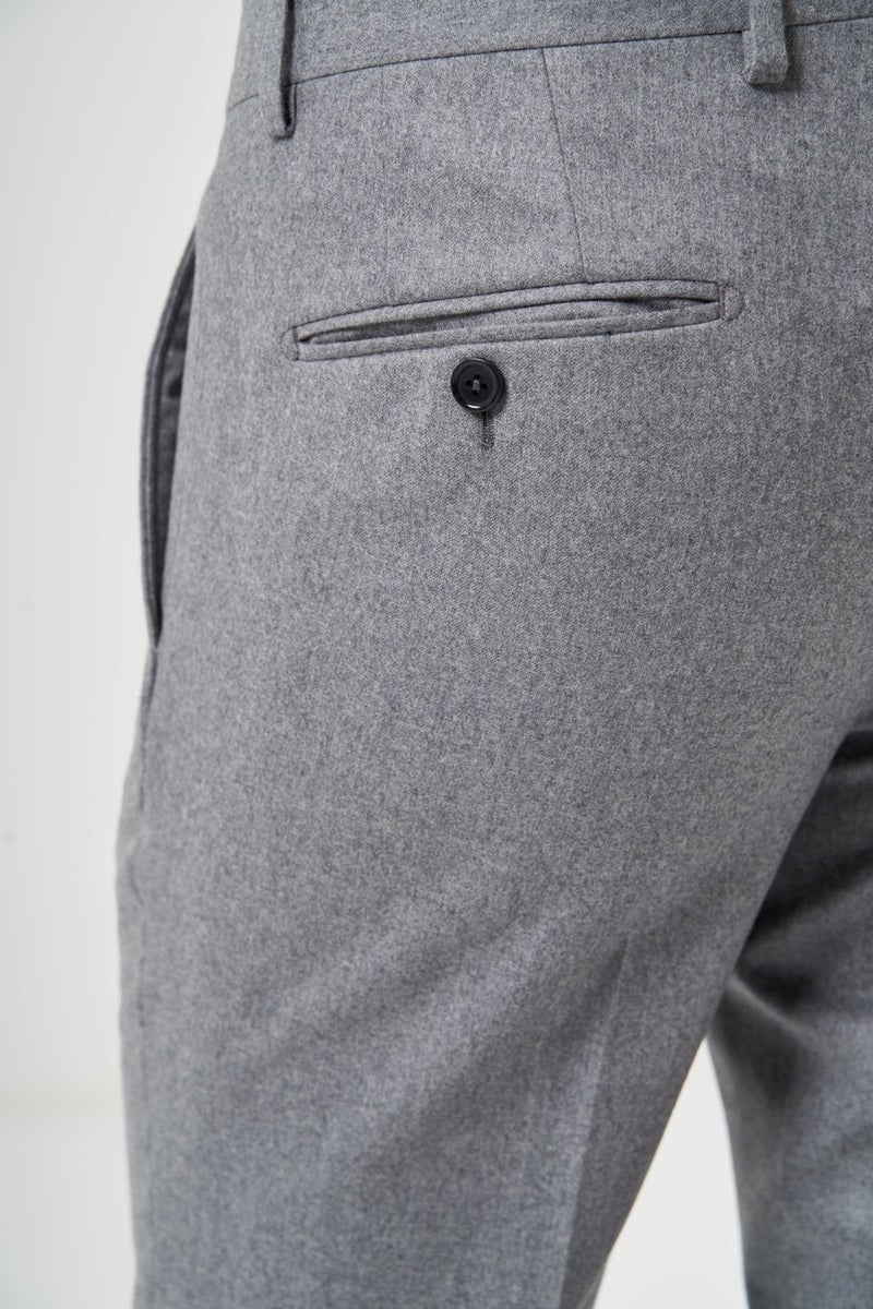 Bisse Men's Regular Fit Flannel Classic Trousers Gray PPNK23K23201_D55  - Image 4