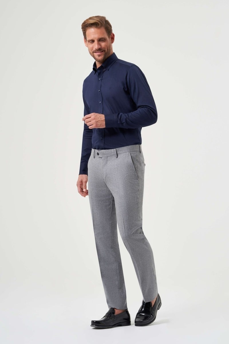 Bisse Men's Regular Fit Flannel Classic Trousers Gray PPNK23K23201_D55  - Image 1