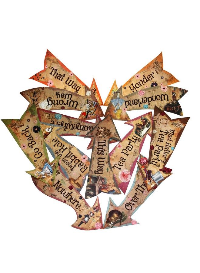 ASVP Shop Alice In Wonderland Party Vintage Style Arrow Signs/Mad Hatters Tea Party Props Pack Of 12 Signs - Image 5