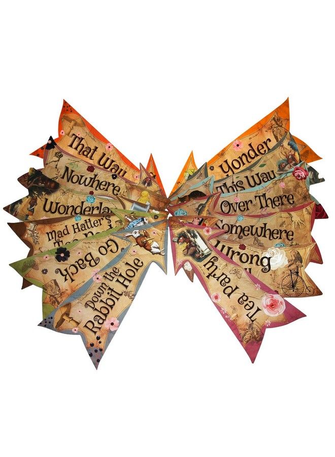 ASVP Shop Alice In Wonderland Party Vintage Style Arrow Signs/Mad Hatters Tea Party Props Pack Of 12 Signs - Image 3