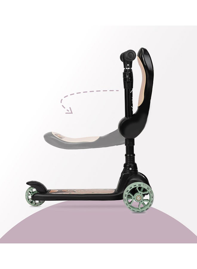 Momi Kiuru 2in1Scooter And Ride-On For Girls & Boys with Balance Function, LED's Wheels, ABEC 7 Bearings, 3 Position Handle Bar, Light weight 2.3 Kg, Age from 3+ Year Black - Image 3
