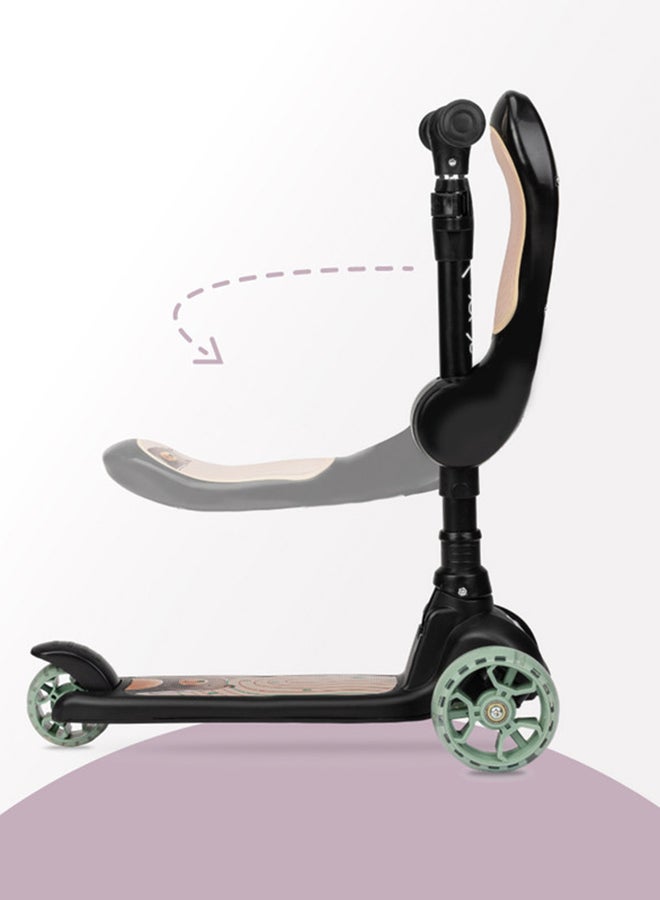 Momi Kiuru 2in1Scooter And Ride-On For Girls & Boys with Balance Function, LED's Wheels, ABEC 7 Bearings, 3 Position Handle Bar, Light weight 2.3 Kg, Age from 3+ Year Black - Image 2