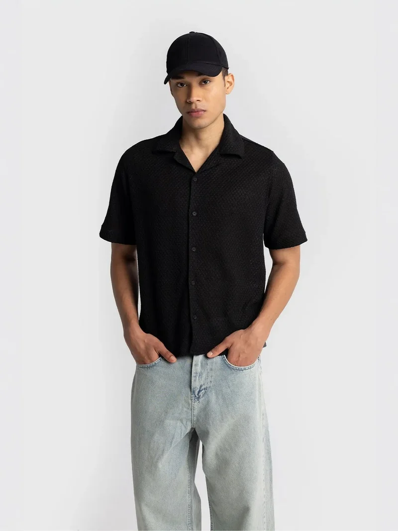 Giesto GIESTO Men's Textured Cotton Short-Sleeve Shirt