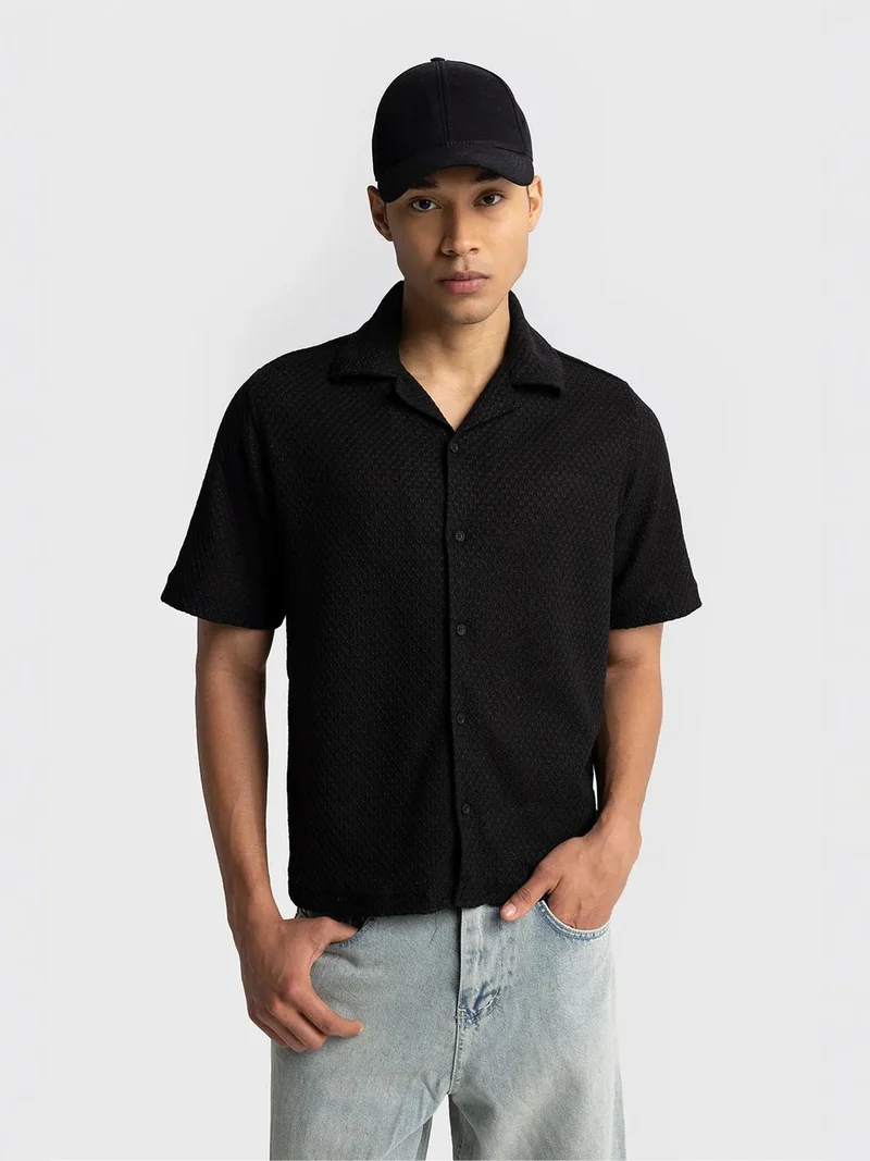 Giesto GIESTO Men's Textured Cotton Short-Sleeve Shirt