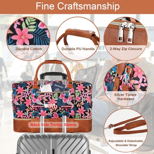ITIEZY Weekender Bag for Women, Travel Duffel Bag Carry On Overnight Bag with Shoe Compartment Large Nylon Travel Tote Bag 21.5" with Toiletry Bag for Traveling Business Weekend Trip Gift 3Pcs Set, 9-Black - Image 5