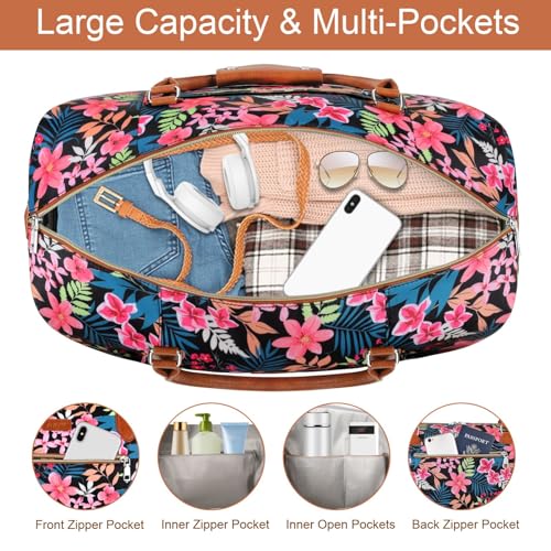ITIEZY Weekender Bag for Women, Travel Duffel Bag Carry On Overnight Bag with Shoe Compartment Large Nylon Travel Tote Bag 21.5" with Toiletry Bag for Traveling Business Weekend Trip Gift 3Pcs Set, 9-Black - Image 4