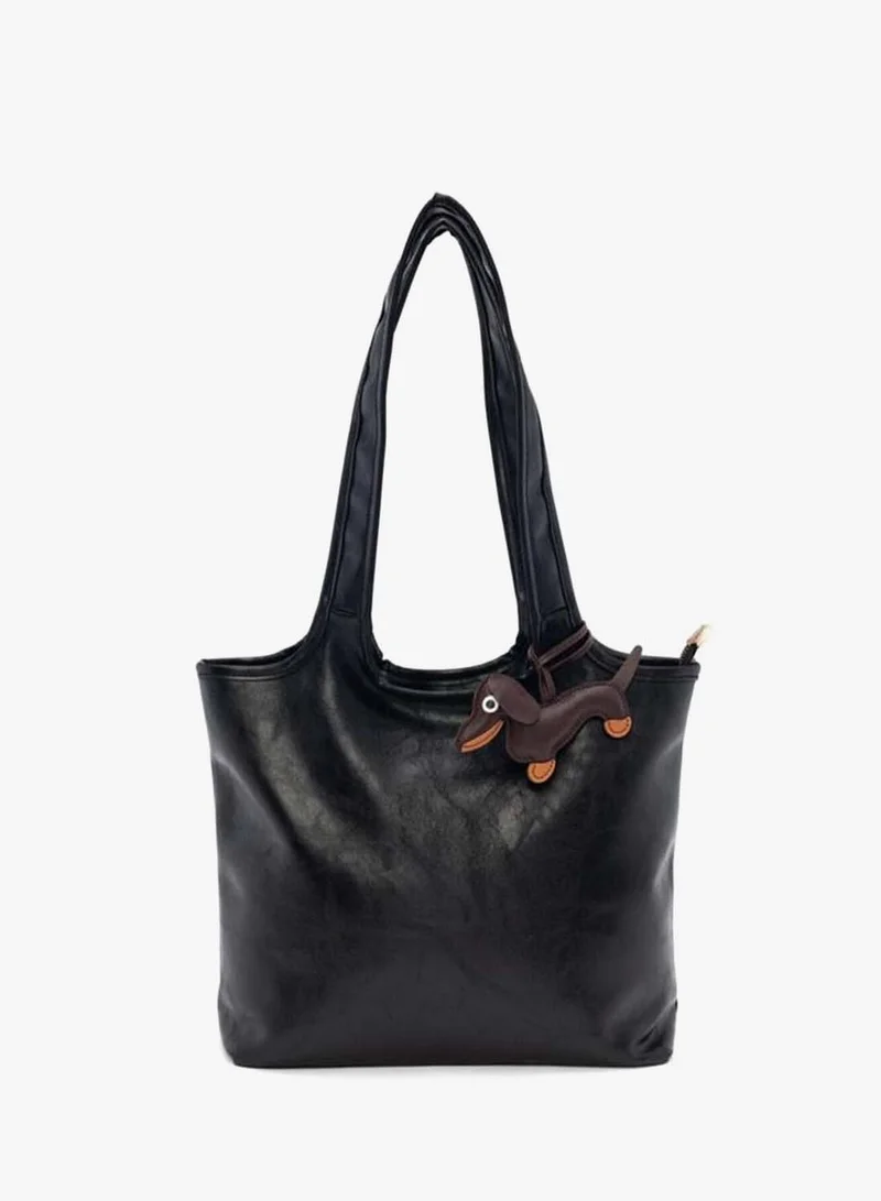 Shule Bags Cause Charmlı Black Shoulder Bag.