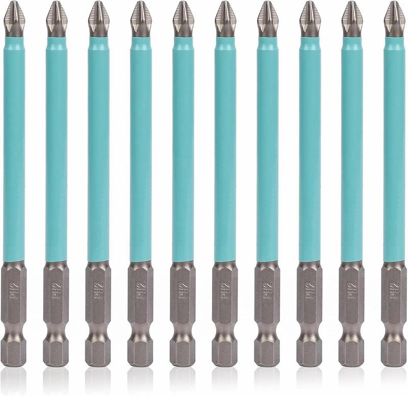 KEWAYO 10Piece PH2 Magnetic Screwdriver Bit Set  276 Length 14 Hex Shank for ElectricHand Screwdrivers  Phillips 2 Drill Bits 70mm  CrV Steel Construction - Image 1