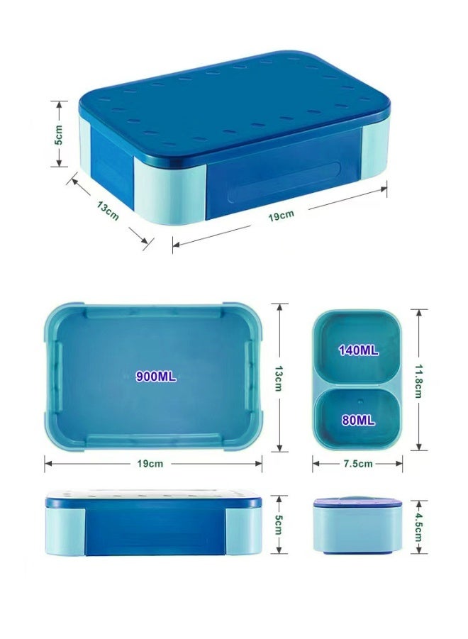 صندوق بنتو كبير السعة - سعة 900 مل، سهل الحمل، مناسب للغداء والوجبات الخفيفة - Image 3