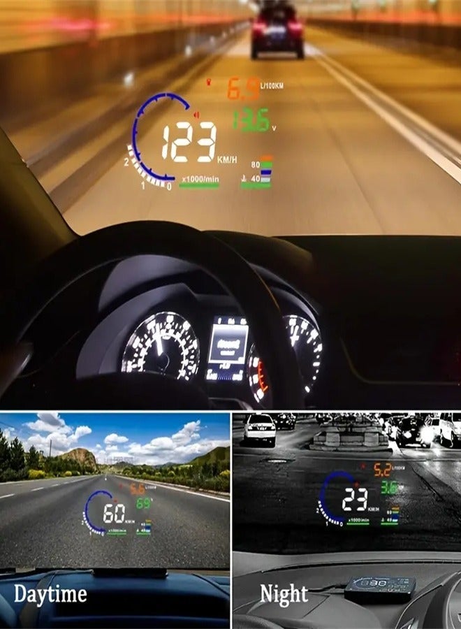5.5in HD Car Head-up Display: OBD2 Speedometer & Alarm Accessories for Enhanced Driving - Image 2