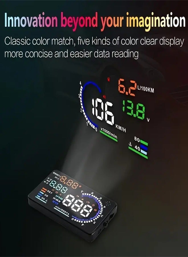 5.5in HD Car Head-up Display: OBD2 Speedometer & Alarm Accessories for Enhanced Driving - Image 4