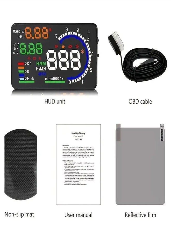 5.5in HD Car Head-up Display: OBD2 Speedometer & Alarm Accessories for Enhanced Driving - Image 5