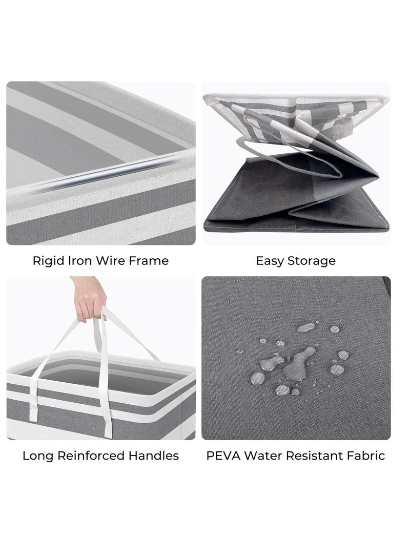 2-Pack Laundry Basket 75L, Waterproof, Freestanding Large Laundry Hamper, Collapsible Tall with Easy Carry Handles for Clothes Room Bedroom Bathroom Dorm - Image 2