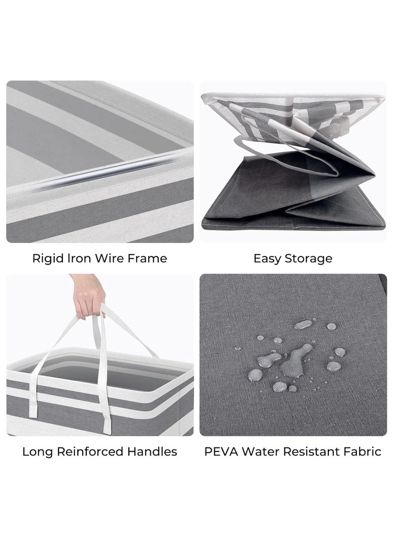 2-Pack Laundry Basket 75L, Waterproof, Freestanding Large Laundry Hamper, Collapsible Tall with Easy Carry Handles for Clothes Room Bedroom Bathroom Dorm - Image 2