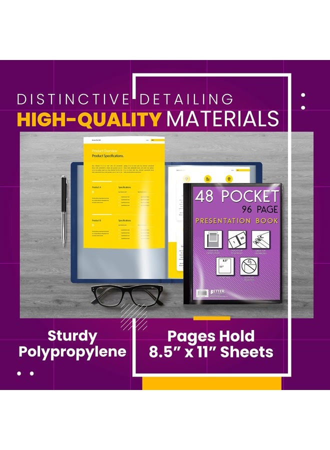 Better Office Products 48 Pocket Bound Presentation Book, with Clear View Front Cover, 96 Sheet Protector Pages, 8.5" x 11" Sheets, , Art Portfolio, Durable Poly Covers, Size - Image 5