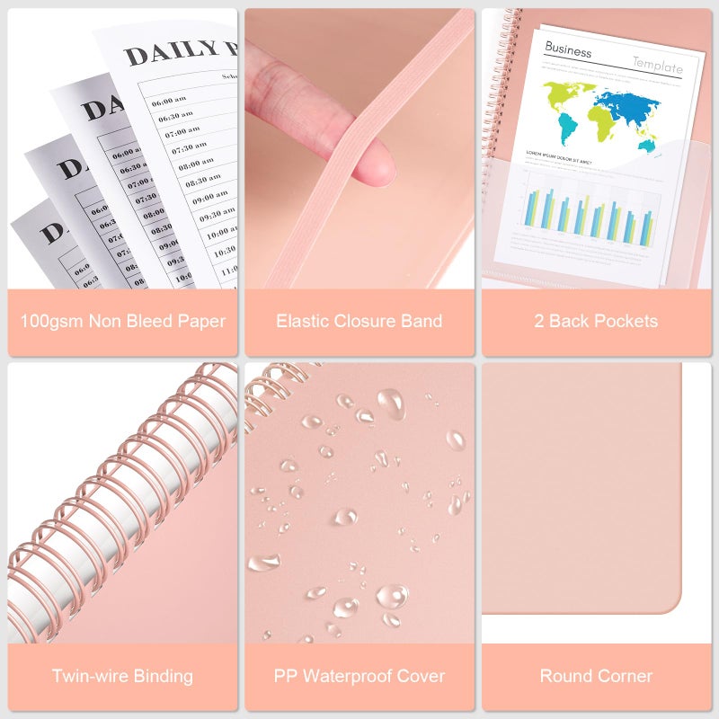 Asten Daily Planner with To Do List, Hourly Agenda, Spiral Notebook - Day Planner for Women, Men & ADHD - 8.5" x 11" (Pale Pink) - Image 4