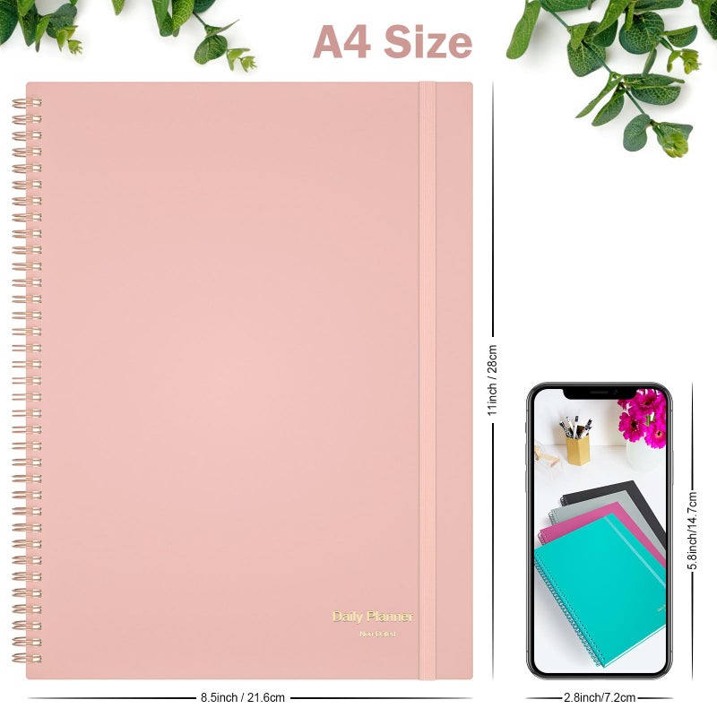 Asten Daily Planner with To Do List, Hourly Agenda, Spiral Notebook - Day Planner for Women, Men & ADHD - 8.5" x 11" (Pale Pink) - Image 3