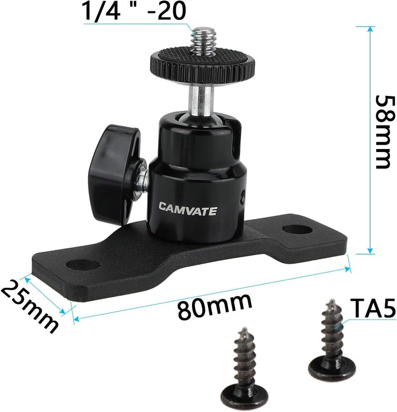 CAMVATE 1/4"-20 Ball Head with Bottom Pedestal Mount for Monitor/Surveillance System Support - 2324 - Image 2