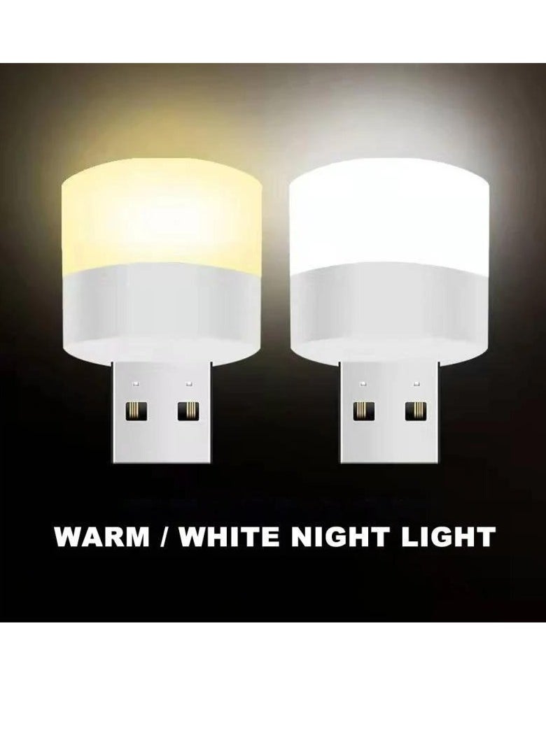 Generic - 10pcs Mini Soft Glow USB Night Light - Eye-Care LED Reading Lamp with Ultra Portable Design, Compatible with Computer and Mobile Power,Mini LED Light for Car, Bedroom, Nursery, Bathroom(Warm+White) - Image 1