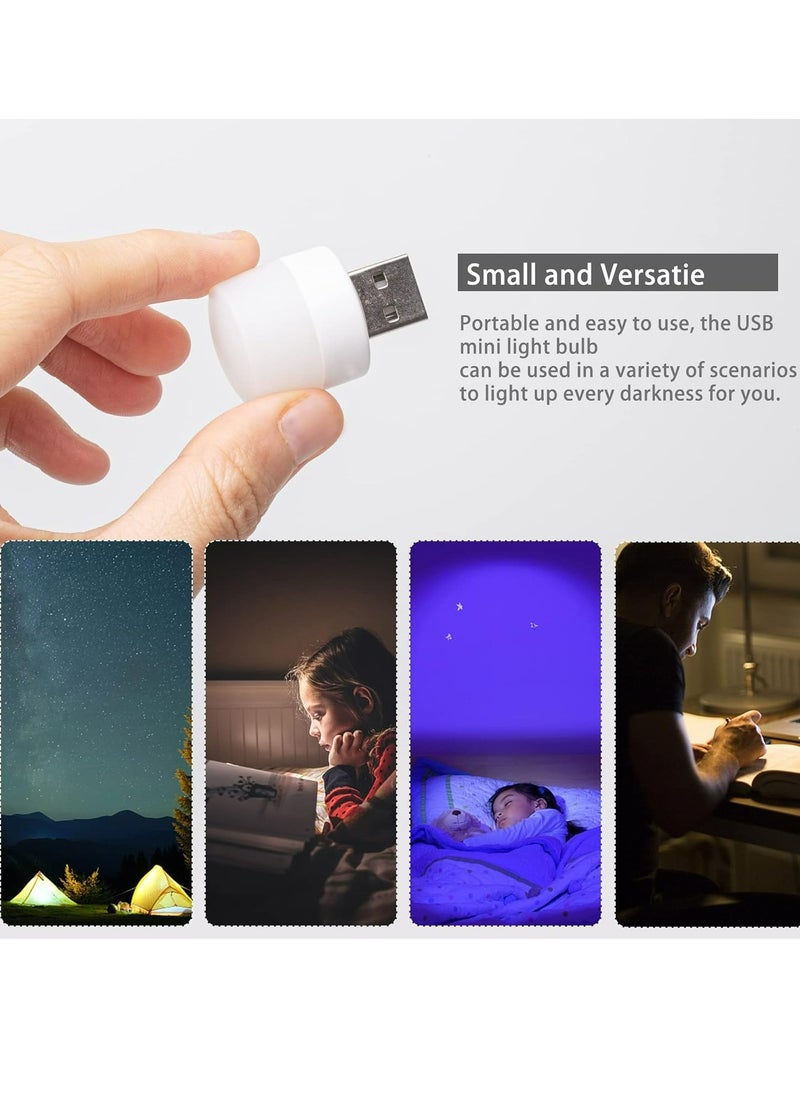 Generic - 10pcs Mini Soft Glow USB Night Light - Eye-Care LED Reading Lamp with Ultra Portable Design, Compatible with Computer and Mobile Power,Mini LED Light for Car, Bedroom, Nursery, Bathroom(Warm+White) - Image 1
