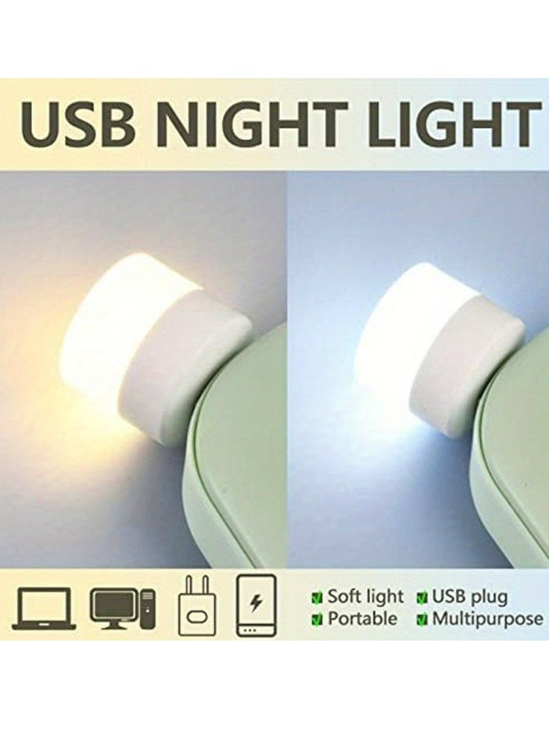 Generic - 10pcs Mini Soft Glow USB Night Light - Eye-Care LED Reading Lamp with Ultra Portable Design, Compatible with Computer and Mobile Power,Mini LED Light for Car, Bedroom, Nursery, Bathroom(Warm+White) - Image 1