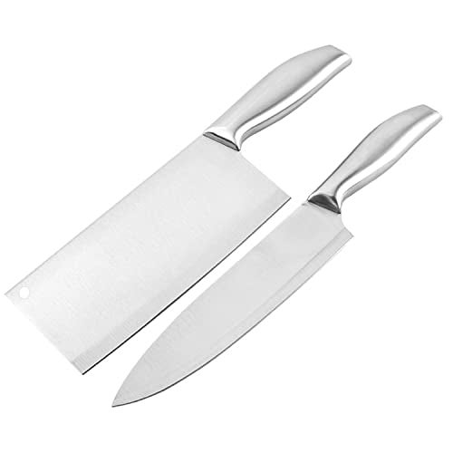 HEXONIQ® Kitchen Knife Set, 12" Chef & 11.2" Cleaver High Carbon Stainless Steel Ultra Sharp Cooking Knife with Ergonomic Non-Slip Handle, Rustproof, Scratch Resistant, Silver, Pack of 2 - Image 1