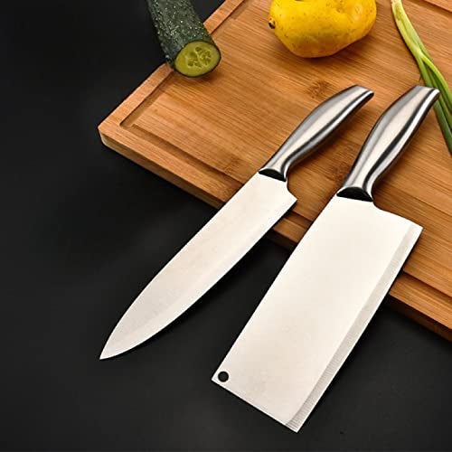 HEXONIQ® Kitchen Knife Set, 12" Chef & 11.2" Cleaver High Carbon Stainless Steel Ultra Sharp Cooking Knife with Ergonomic Non-Slip Handle, Rustproof, Scratch Resistant, Silver, Pack of 2 - Image 3