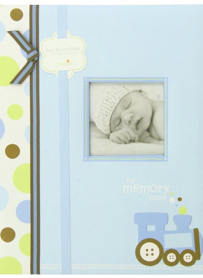 pearhead Train Baby Five Year Memory Book Photo Journal, Cherish Every Precious Moment Of Your Babys First Years, Blue  - Image 1