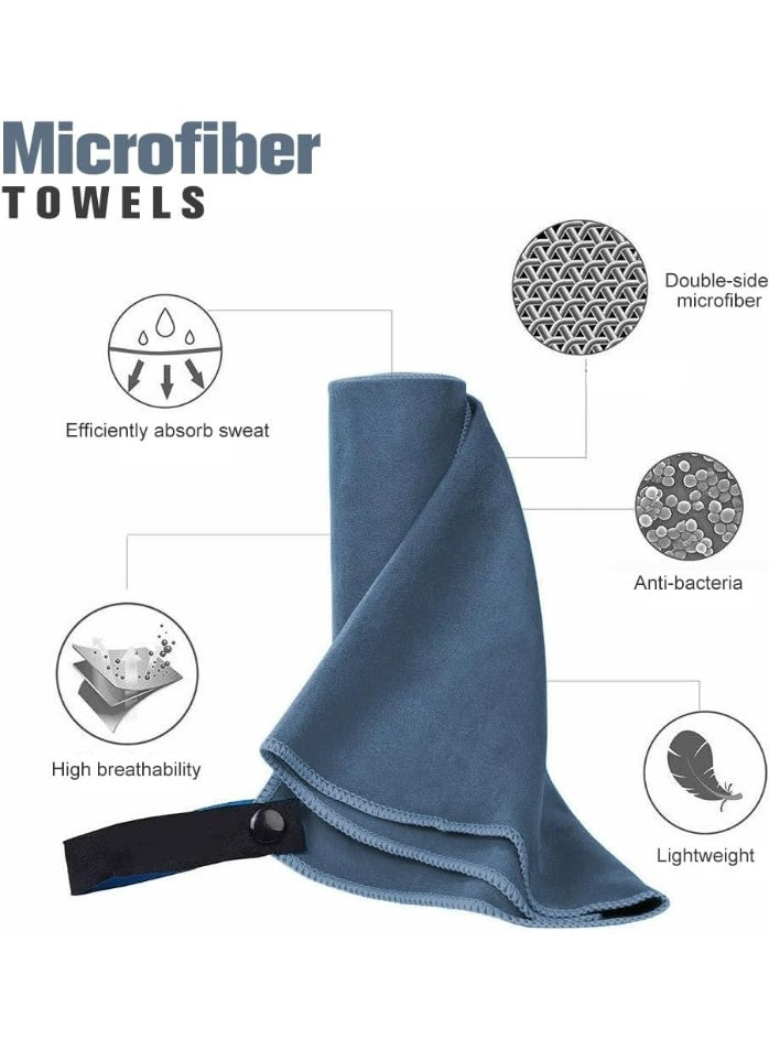 عبوة واحدة من منشفة رياضية سريعة الجفاف 40 × 80 سم من الألياف الدقيقة الناعمة وخفيفة الوزن منشفة رياضية مثالية للسفر والتخييم والسباحة على الشاطئ، لون أزرق داكن - Image 3