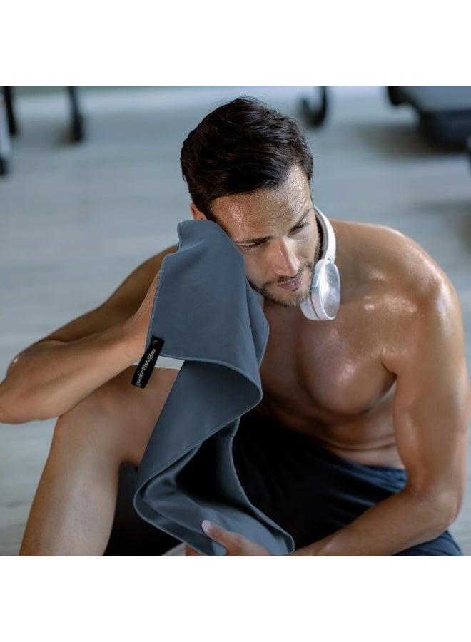 عبوة واحدة من منشفة رياضية سريعة الجفاف 40 × 80 سم من الألياف الدقيقة الناعمة وخفيفة الوزن منشفة رياضية مثالية للسفر والتخييم والسباحة على الشاطئ، لون أزرق داكن - Image 5