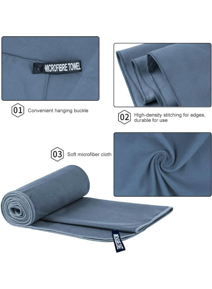عبوة واحدة من منشفة رياضية سريعة الجفاف 40 × 80 سم من الألياف الدقيقة الناعمة وخفيفة الوزن منشفة رياضية مثالية للسفر والتخييم والسباحة على الشاطئ، لون أزرق داكن - Image 4