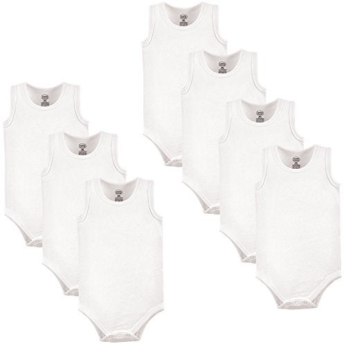 Luvable Friends Unisex Baby Cotton Sleeveless Bodysuits, White, 0-3 Months - Image 1