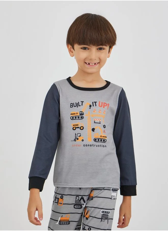 Styli Styli Graphic Print Round Neck T-Shirt and Pyjama Set