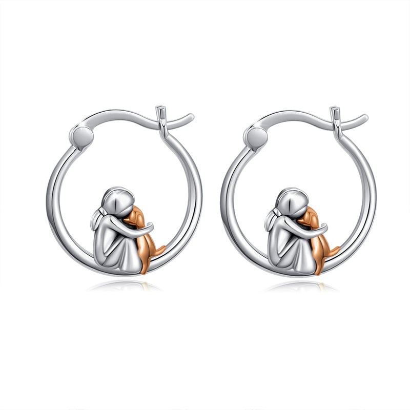 JUSTKIDSTOY Dog Earrings for Women 925 Sterling Silver Cute Pet Hoop Earrings Hypoallergenic Puppy Jewelry Gifts for Dog Lovers - Image 1