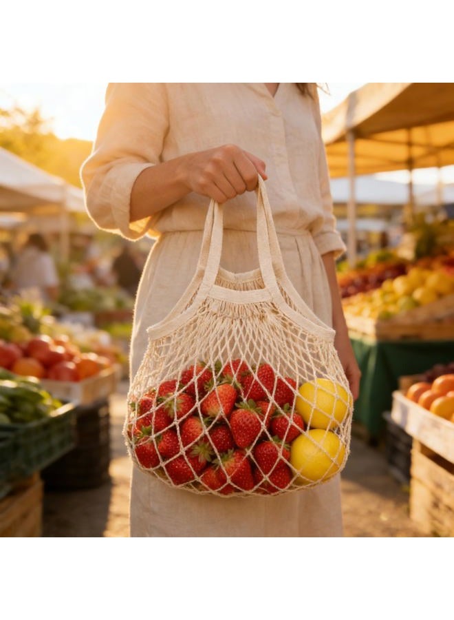 ZHQZZPH 2 Pack Reusable Produce Bags | Mesh Net Washable Long Cotton String Handles for Fruits & Vegetables - Eco-Friendly Breathable Grocery Storage Solution - Image 5
