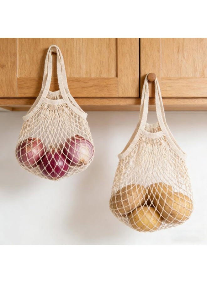 ZHQZZPH 2 Pack Reusable Produce Bags | Mesh Net Washable Long Cotton String Handles for Fruits & Vegetables - Eco-Friendly Breathable Grocery Storage Solution - Image 3