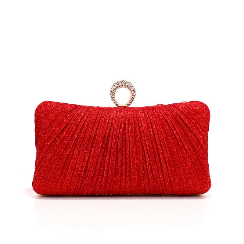 Yingmi Cross-border Explosive Pleated Dinner Bag Womens Luxury Banquet Bag with Celebrity Dress All-match Evening Bag Red