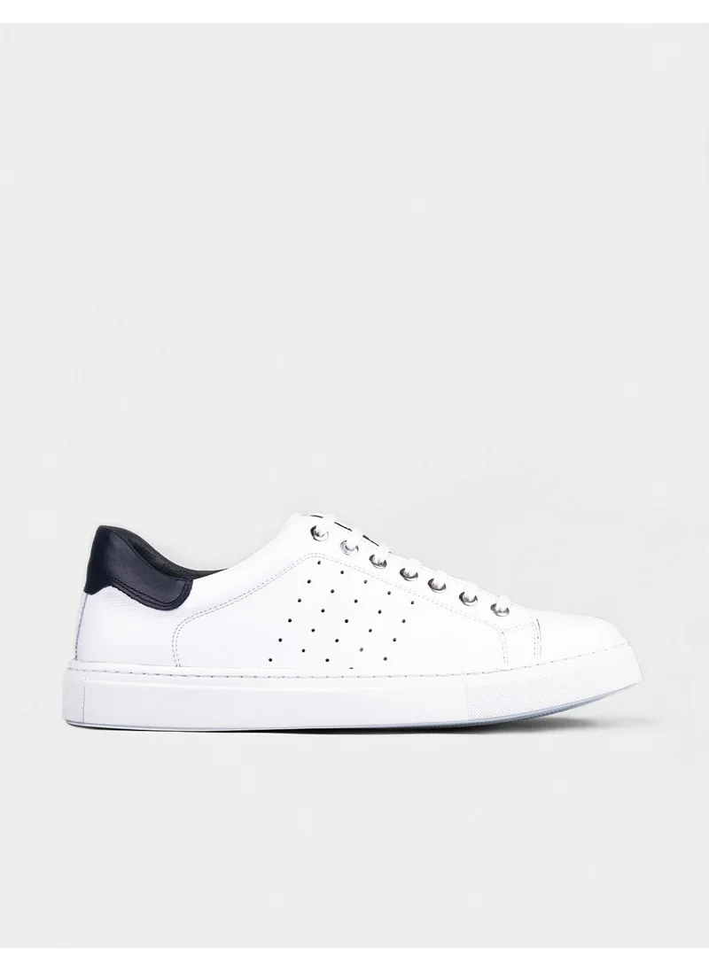 كاباني Leather White Lace-up Men's Sports Shoes