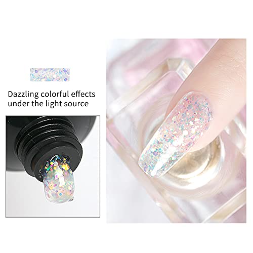 PINPAI Glitter Poly Nail Gel 4 Tubes 15Ml Each Multicolour, Glitter Finish - Image 3