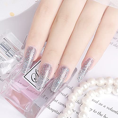 PINPAI Glitter Poly Nail Gel 4 Tubes 15Ml Each Multicolour, Glitter Finish - Image 5