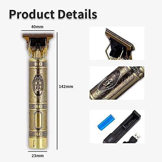 CLOUDTAB Professional Hair Clipper Trimmer for men and womenBuddha style T blade hair trimming zero gapped adjustable clipper haircut and shavemetal body with cordless rechargeable Trimmer gold - Image 2
