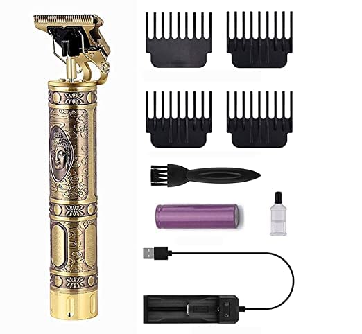 CLOUDTAB Professional Hair Clipper Trimmer for men and womenBuddha style T blade hair trimming zero gapped adjustable clipper haircut and shavemetal body with cordless rechargeable Trimmer gold - Image 1